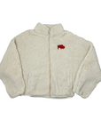 Women's Cream With Red Buffalo Cozy Fleece Zip Up