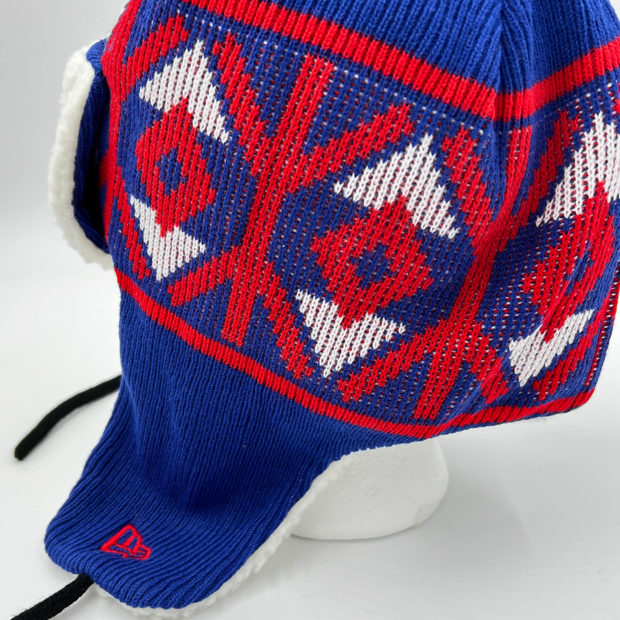 Men's Buffalo Bills New Era Royal Trapper Knit Hat