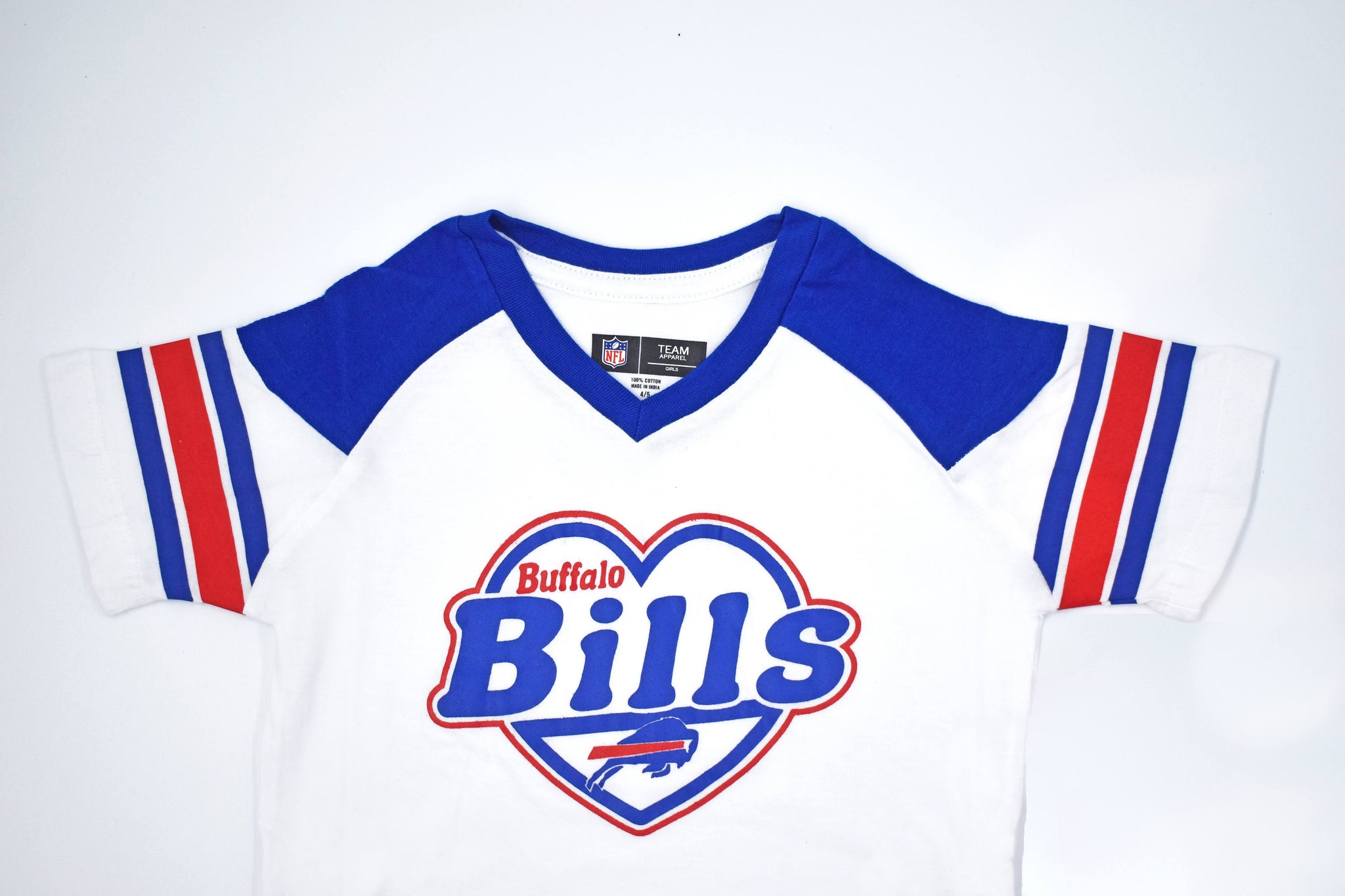Girls Youth Buffalo Bills Heart White With Red And Blue Short Sleeve Shirt