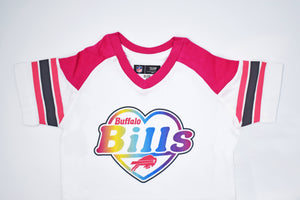 Girls Youth Buffalo Bills Heart With Rainbow Colors Short Sleeve Shirt