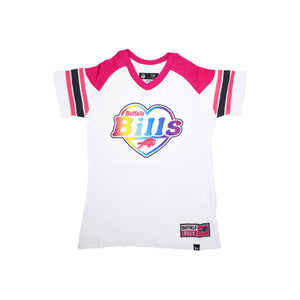 bflo store Girls Youth Buffalo Bills Heart With Rainbow Colors Short Sleeve Shirt