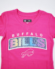 Youth Buffalo Bills Pink With Rainbow Sequin Short Sleeve Shirt