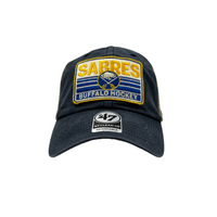 47 Brand Flat Brim Script Logo Buffalo Sabres NHL Black Snapback Cap