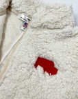 Women's Cream With Red Buffalo Cozy Fleece Zip Up