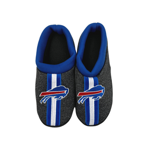 bflo store Buffalo Bills Men's Gray With Royal Blue Cuffs Slippers