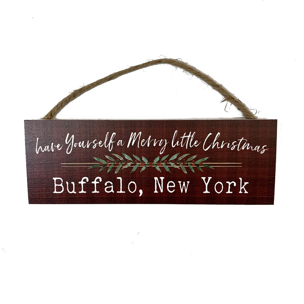&quot;Have Yourself A Merry Little Buffalo Christmas&quot; Small Wooden Sign