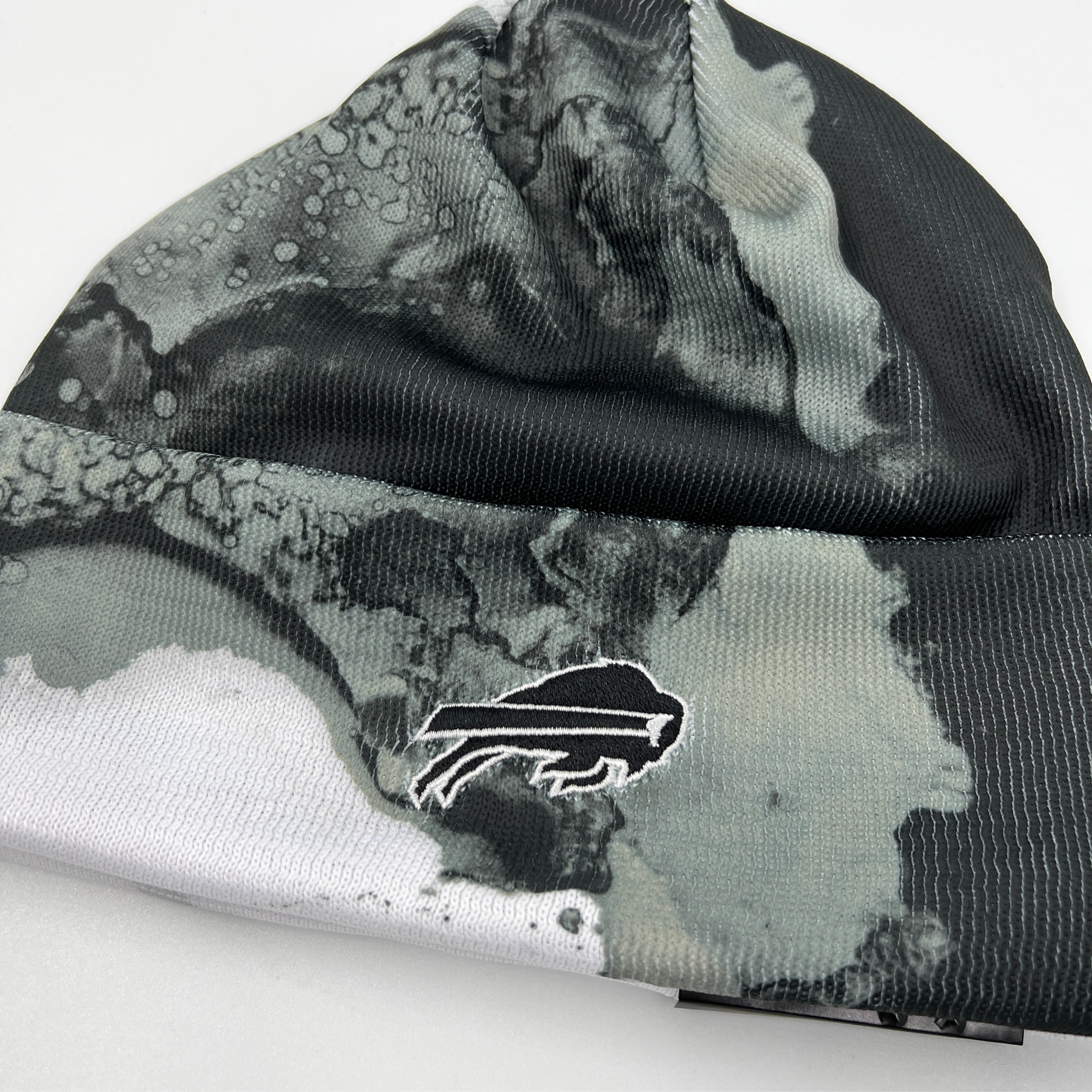 Youth New Era Bills Black And White Sideline Knit Hat