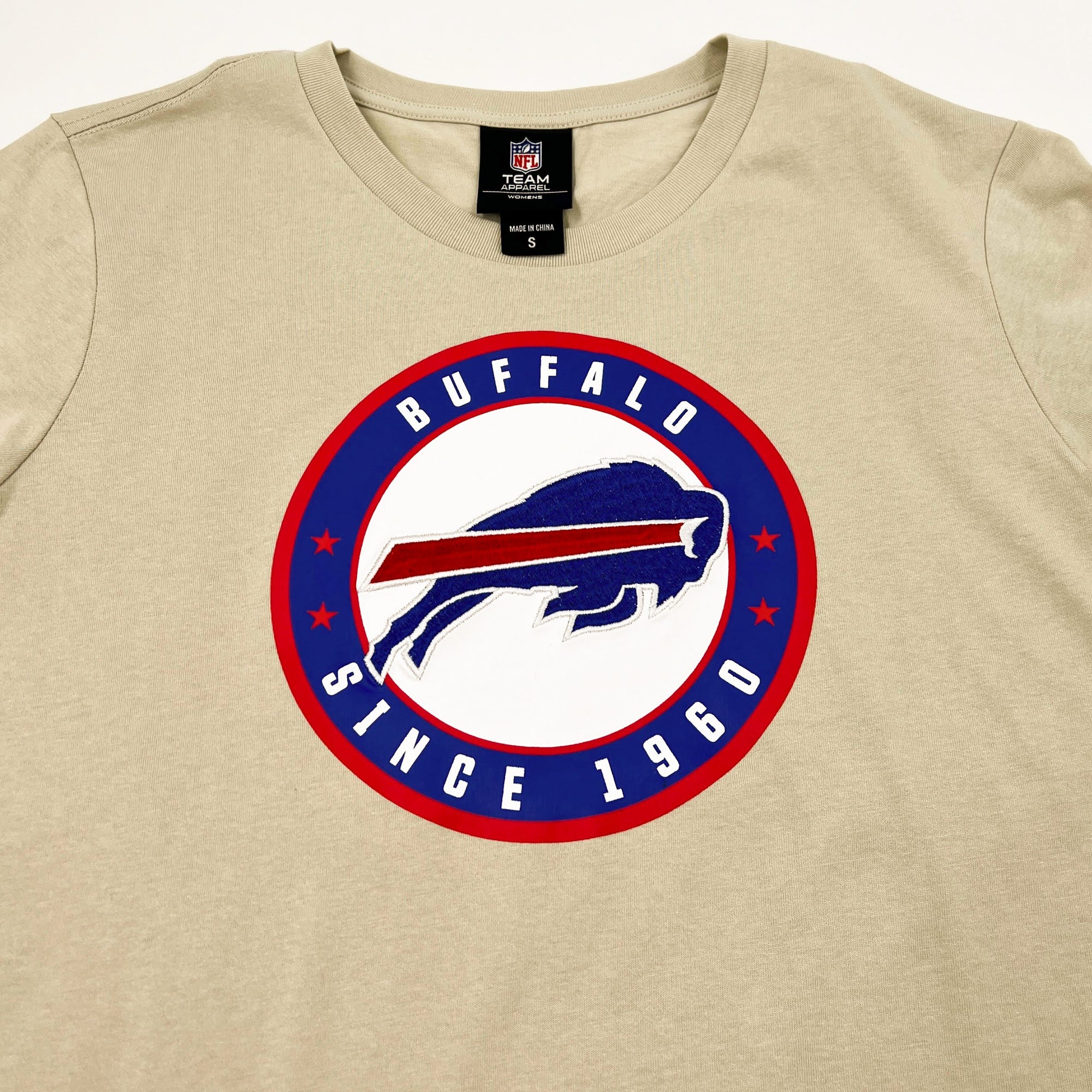 Women&#39;s New Era Buffalo Bills Stone Color Official 2023 NFL Draft T-Shirt