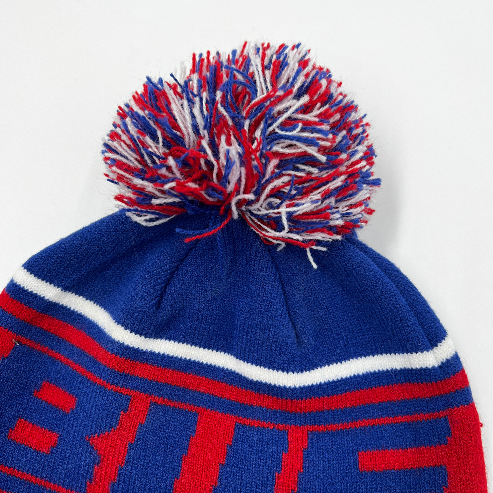&#39;47 Brand Bills Royal and Red BUF Pom Pom Knit Winter Hat