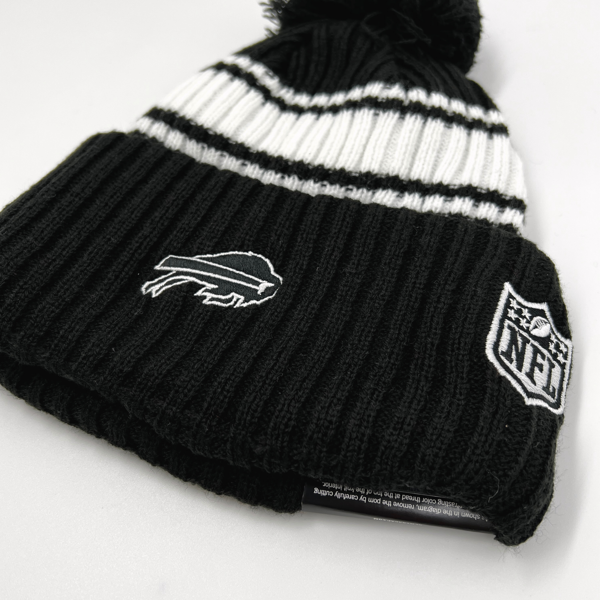 Youth New Era Bills Black And White Sideline Knit Hat