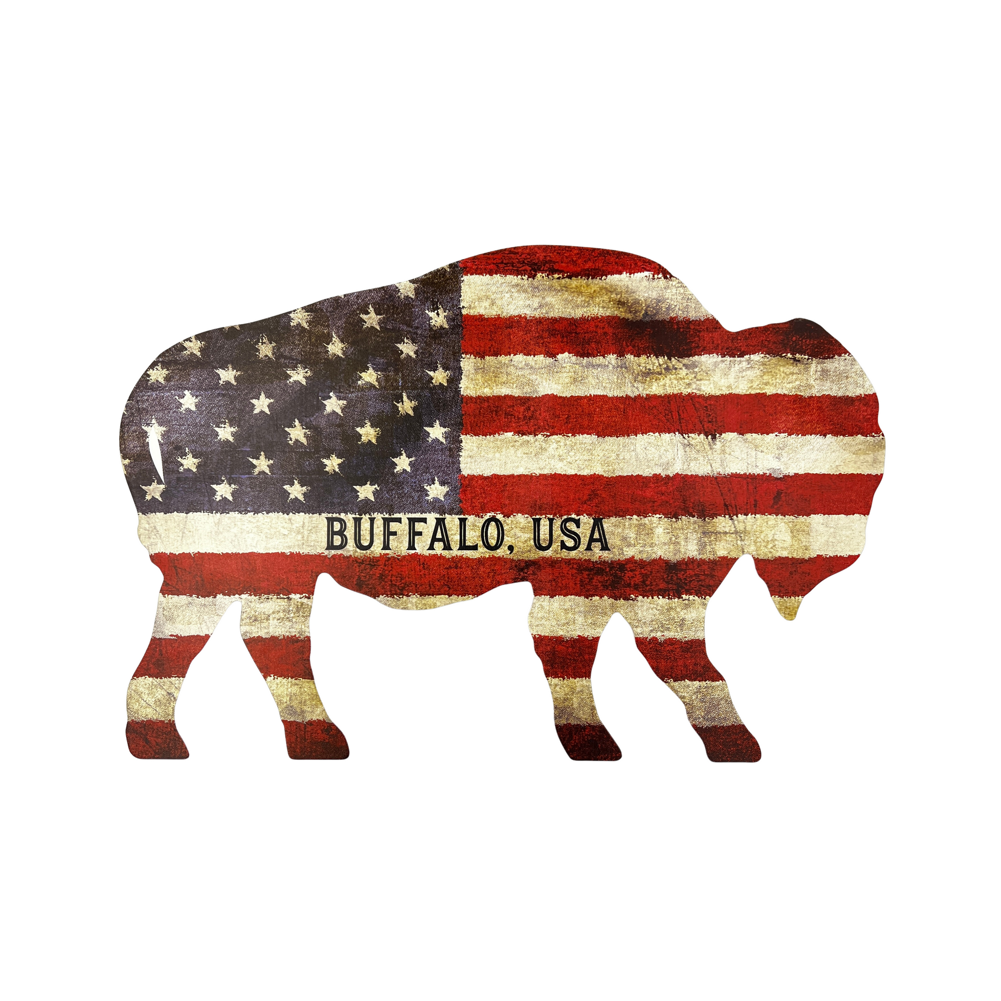 Large American Flag Wooden Buffalo