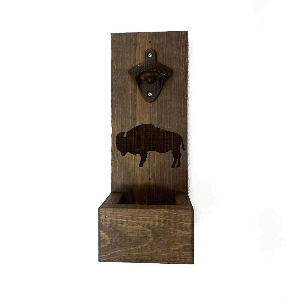 Carved Wooden Bottle Opener and Catcher