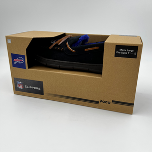 Men's Buffalo Bills Navy & Black Sherpa Lined Slippers