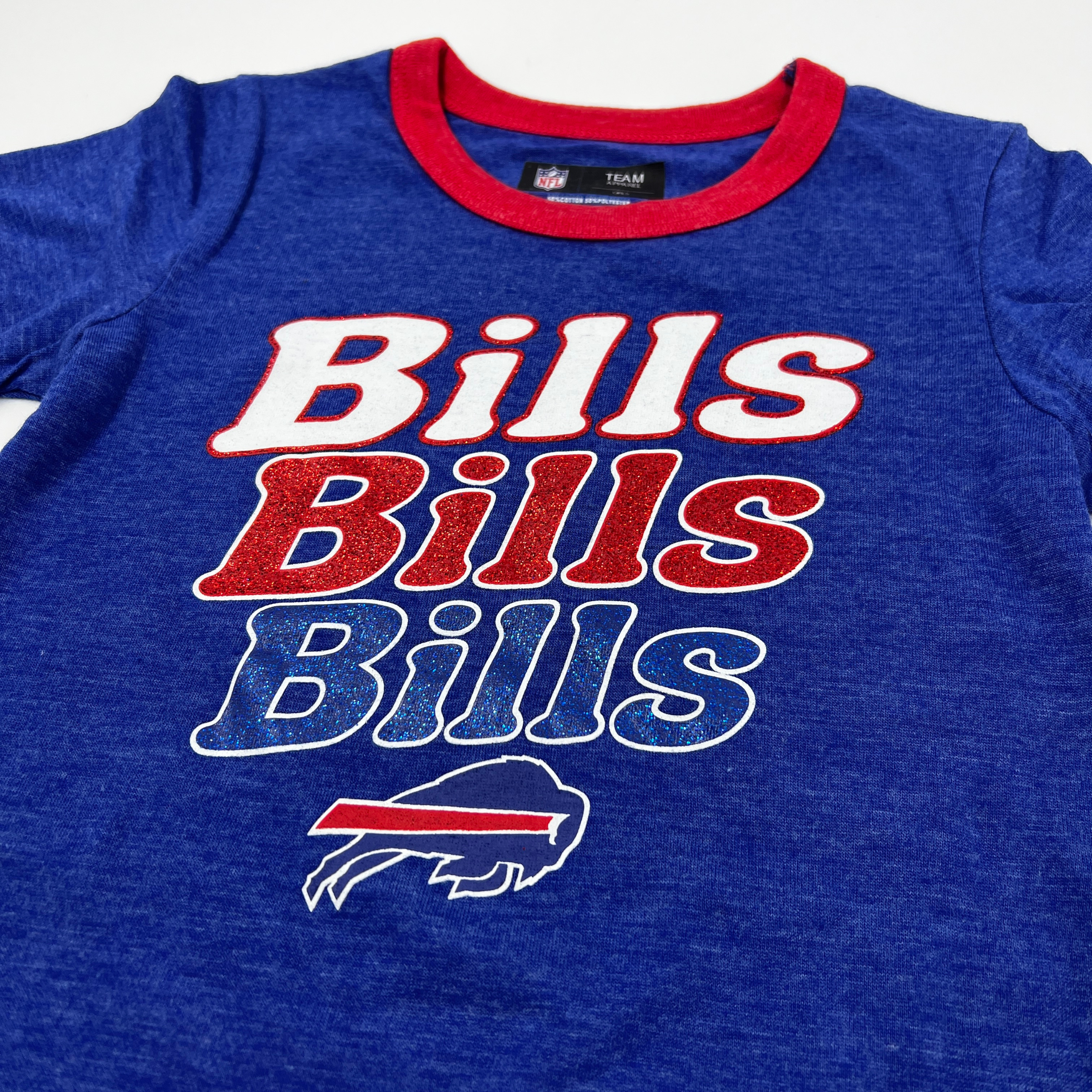 Women's New Era Royal Buffalo Bills Glitter Gel T-Shirt