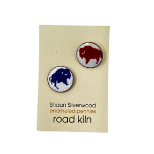 Shaun Silverwood Buffalo Red & Blue Penny Cufflinks