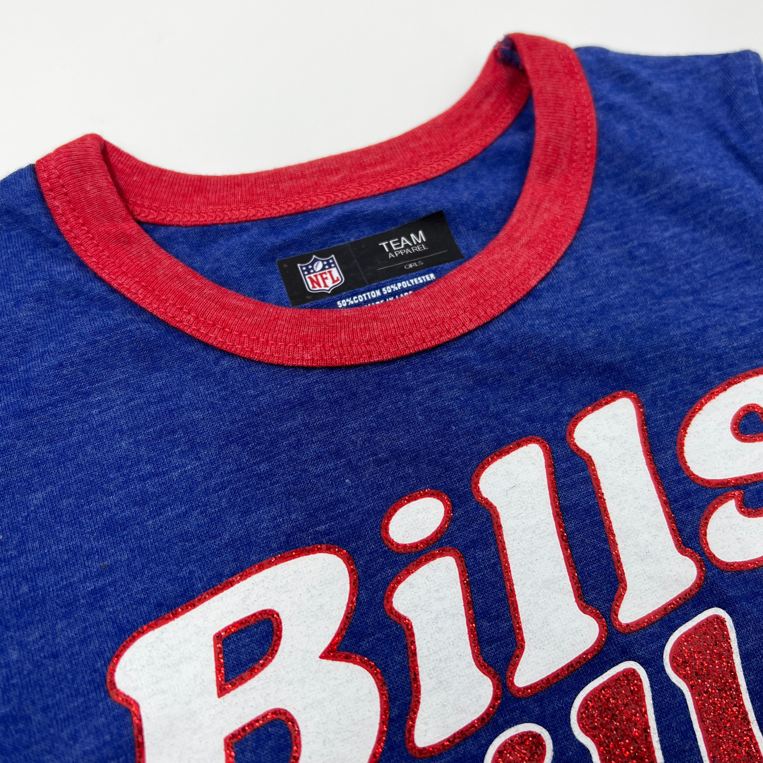 Women's New Era Royal Buffalo Bills Glitter Gel T-Shirt