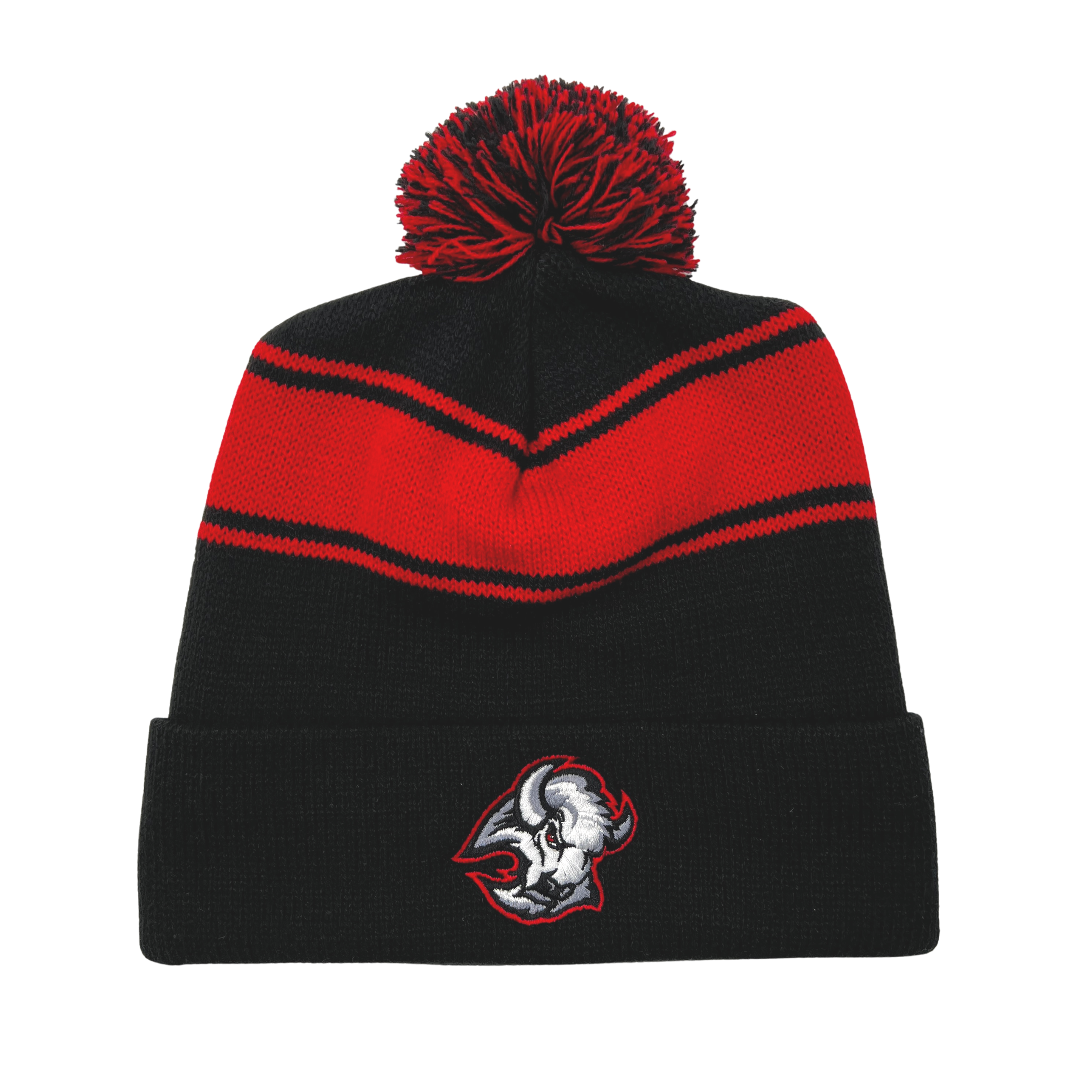 Buffalo Men's Winter Knit Original Pom Beanie (Royal/Red