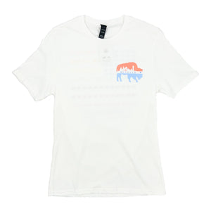 bflo store Buffalo With Pastel Rainbow White Short Sleeve Shirt