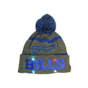 Buffalo Bills Grey/Blue Light Up Pom Beanie
