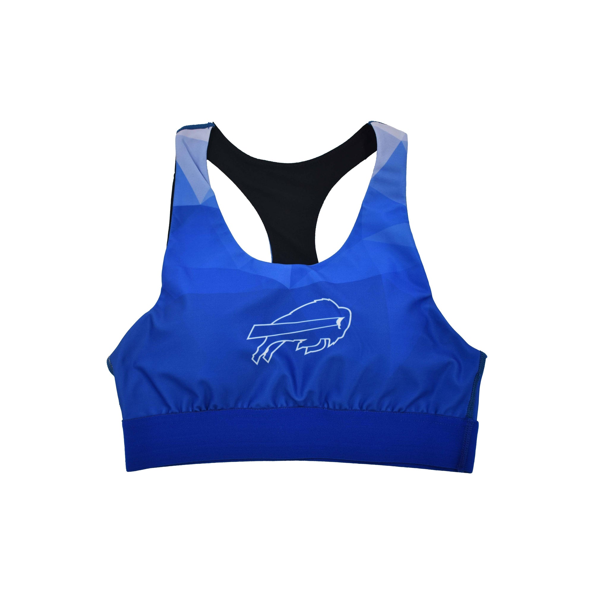 *SALE* Buffalo Bills Women&#39;s Royal Blue Geometric Gradient Sports Bra