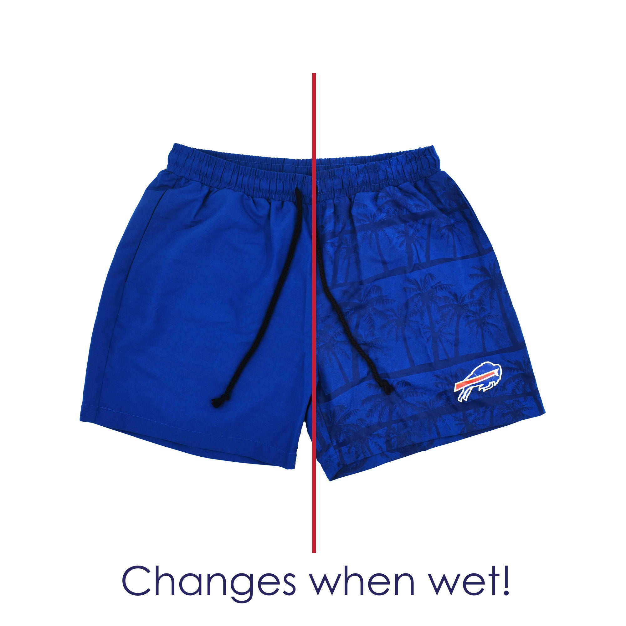 bflo store buffalo bills royal blue swim suit design changes when wet to palm trees