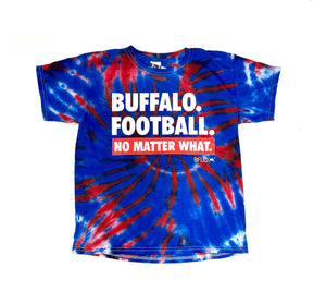 Youth Red, White, and Blue Tie Dye Buffalo Football T-Shirt