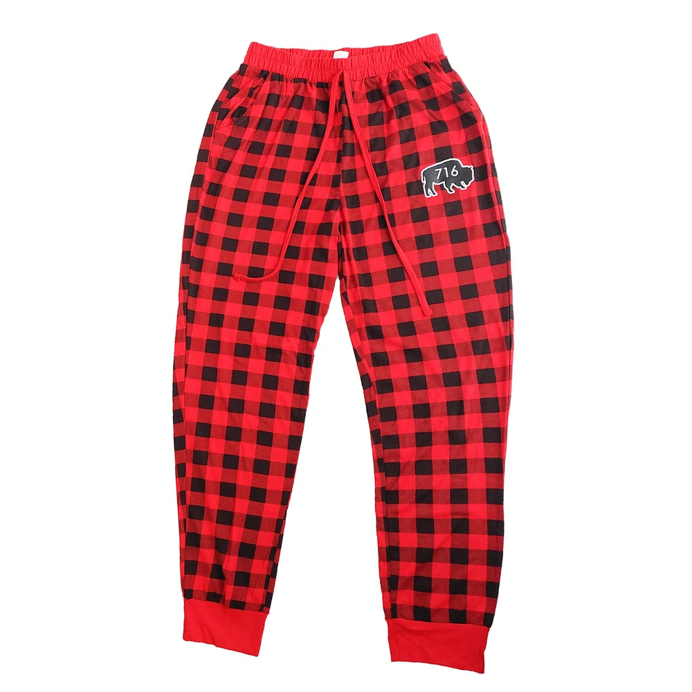 Red and Black 716 Buffalo Check Joggers