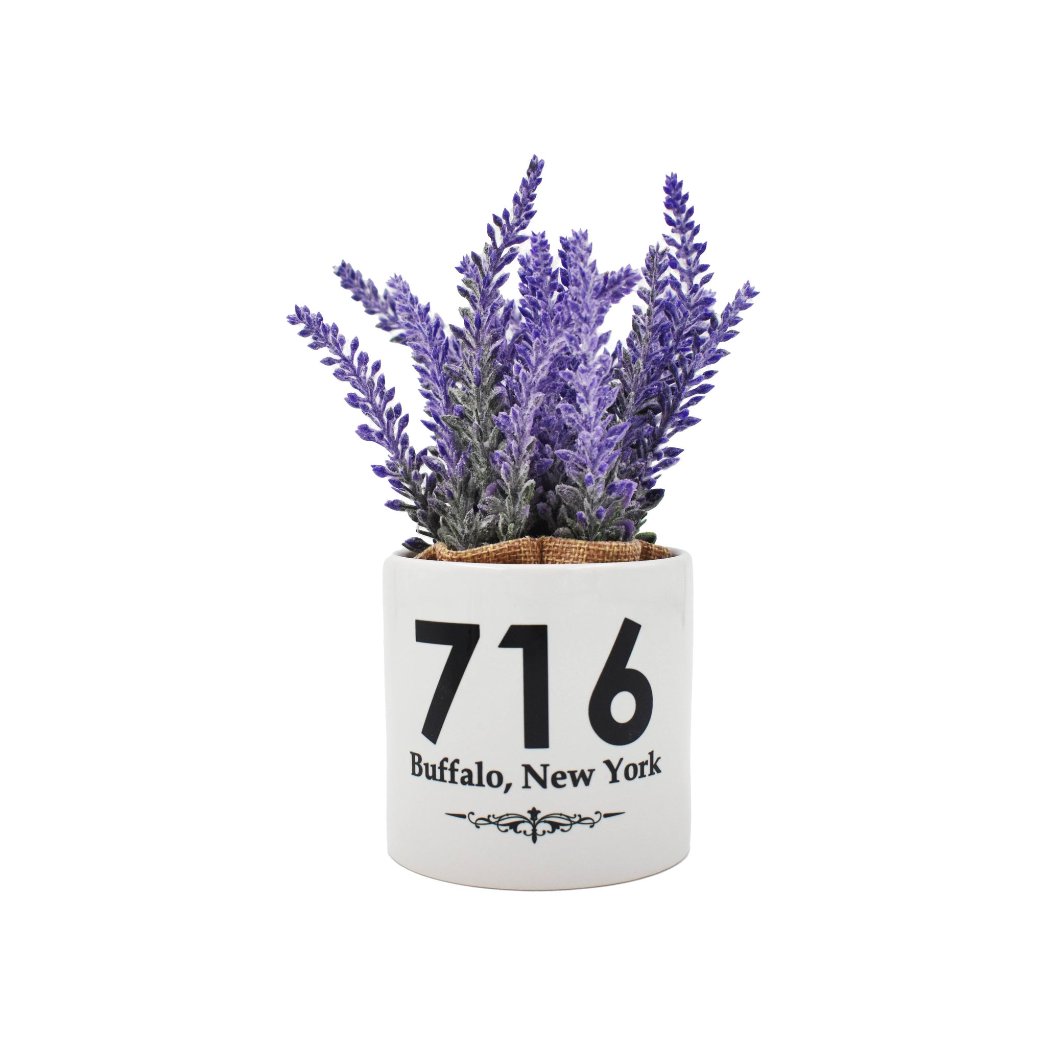 bflo store Buffalo, NY Purple Flowers With White Ceramic Mug