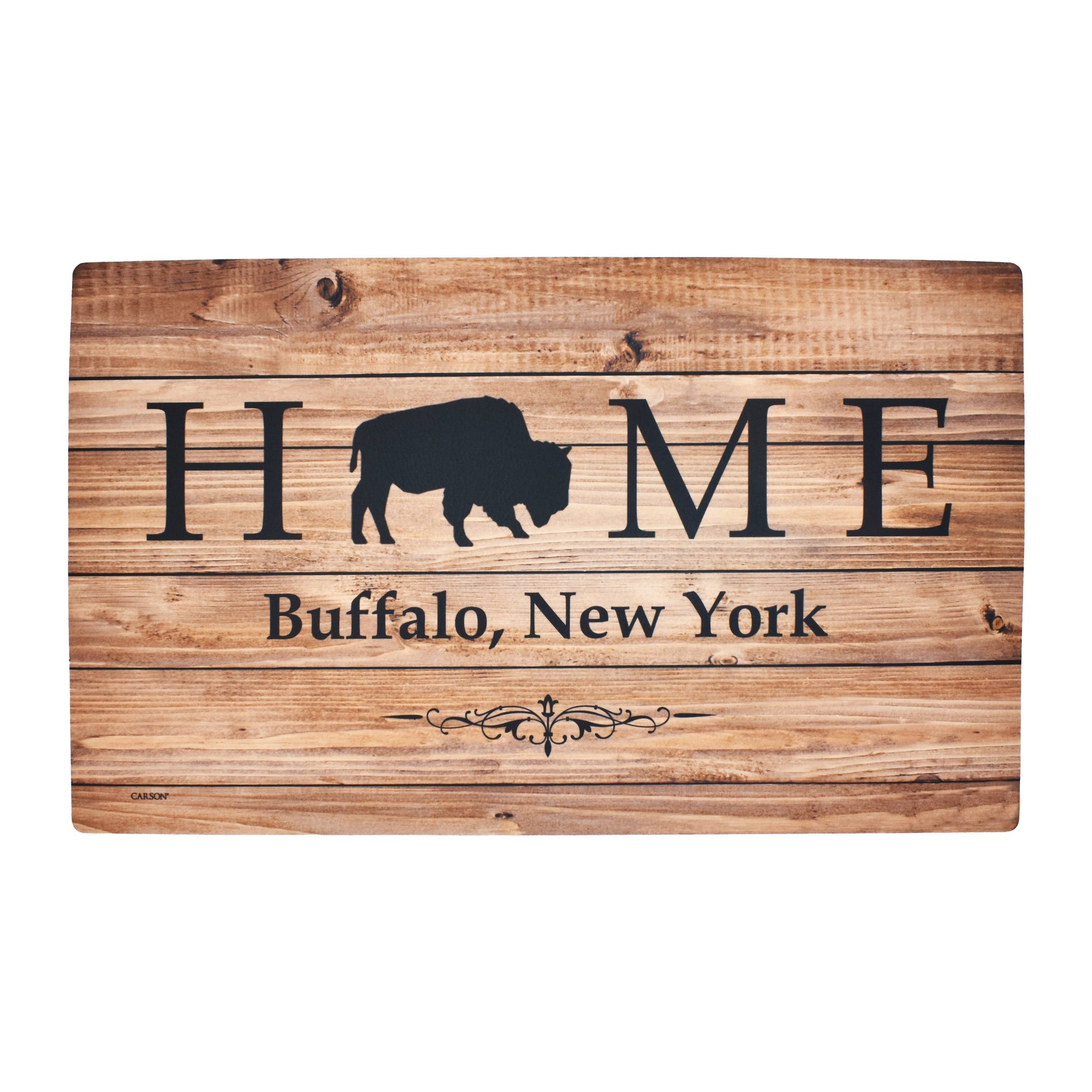 bflo store Buffalo, New York Wooden Plank Background Doormat
