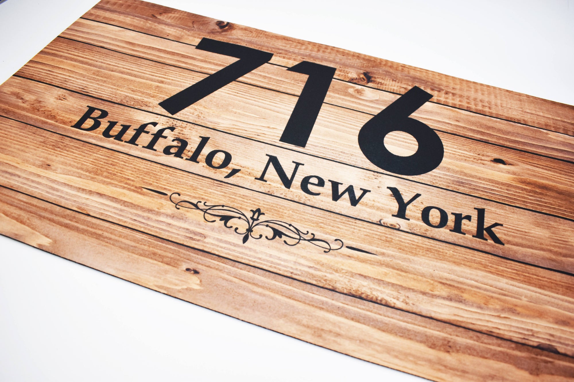 Buffalo, New York Wooden Plank Background Doormat