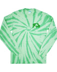 BFLO Buffalo Irish kelly green tie dye long sleeve shirt with a green buffalo and clover