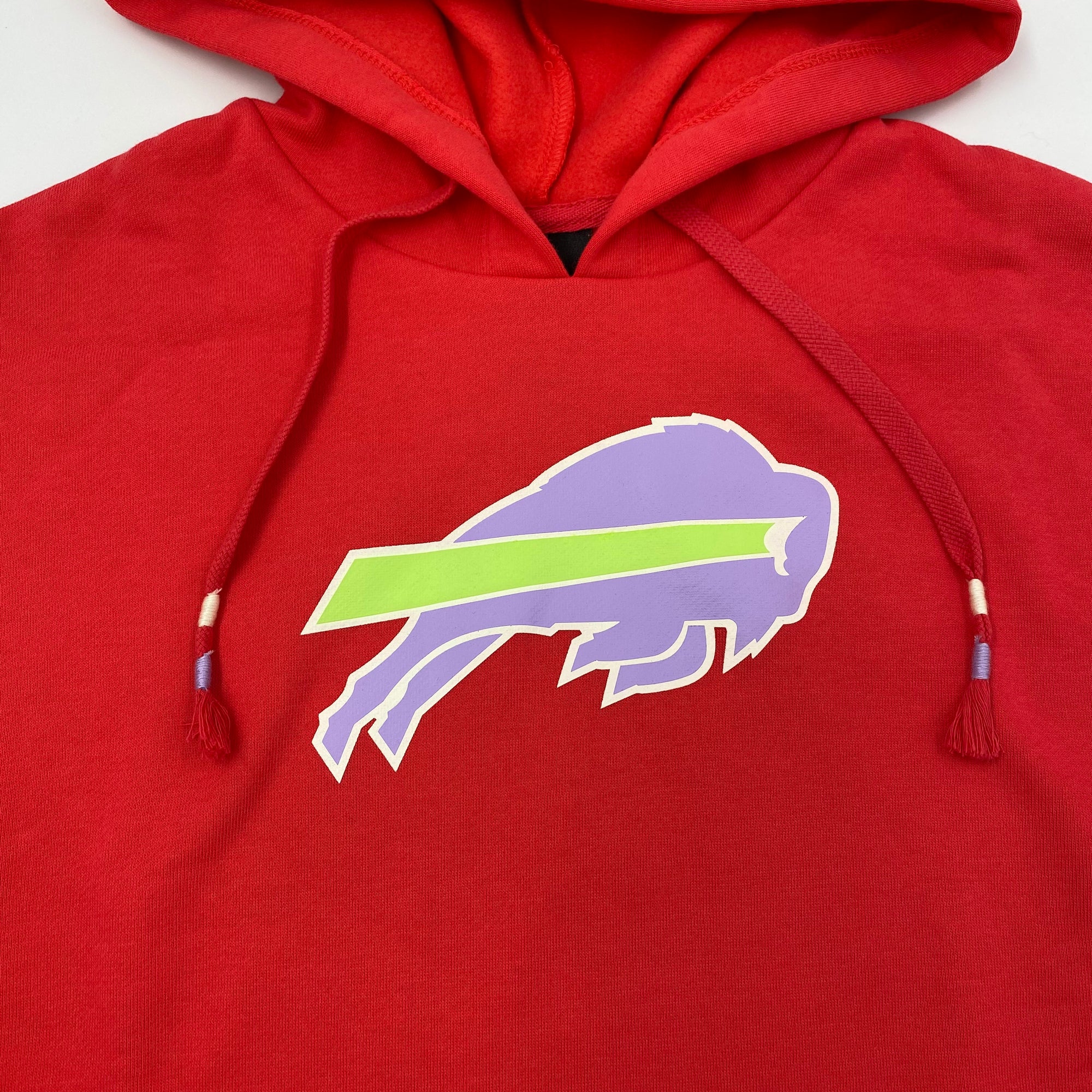 Women&#39;s New Era Buffalo Bills Red and Lilac Cropped Hoodie
