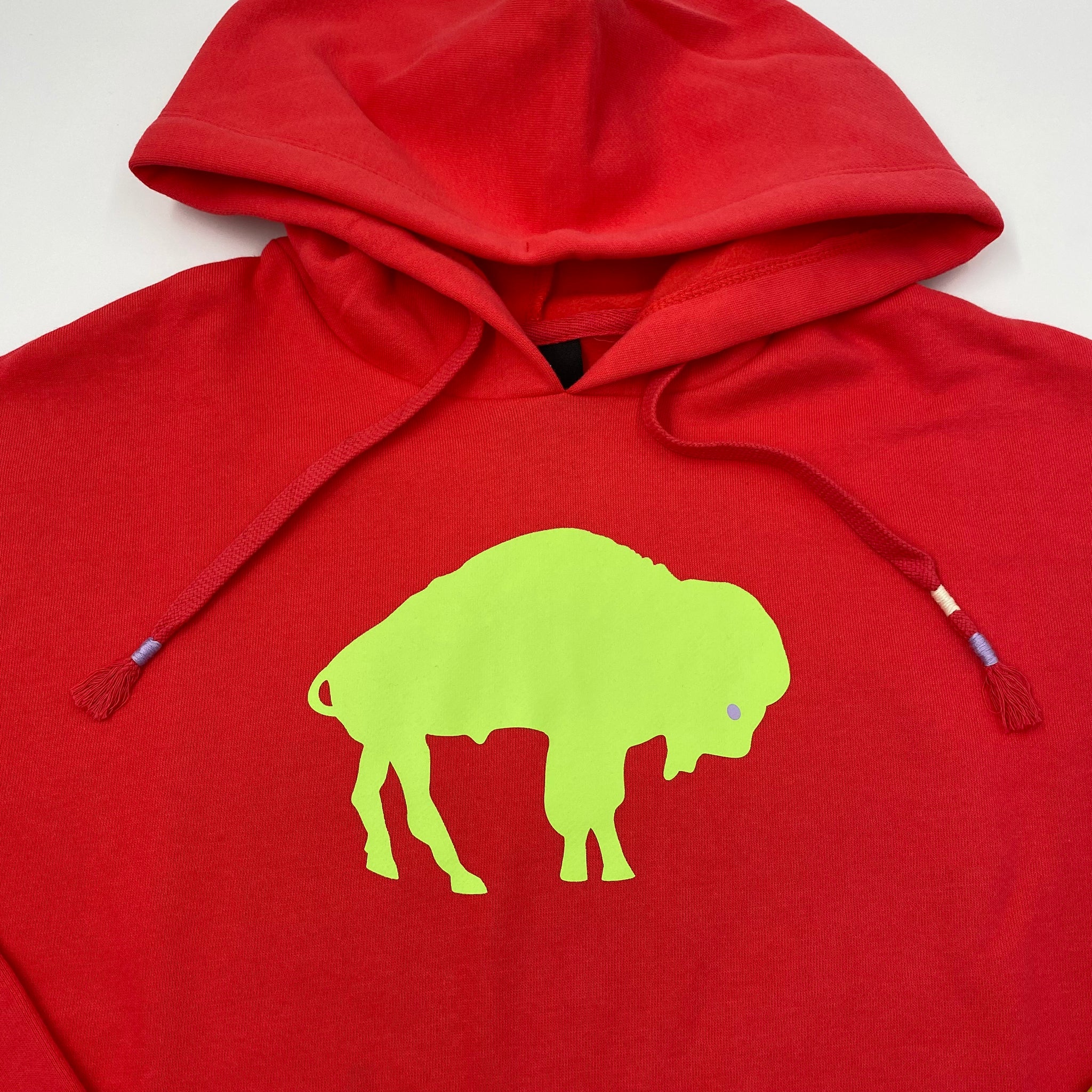 New Era Bills Red and Lime Women's Cropped Hoodie