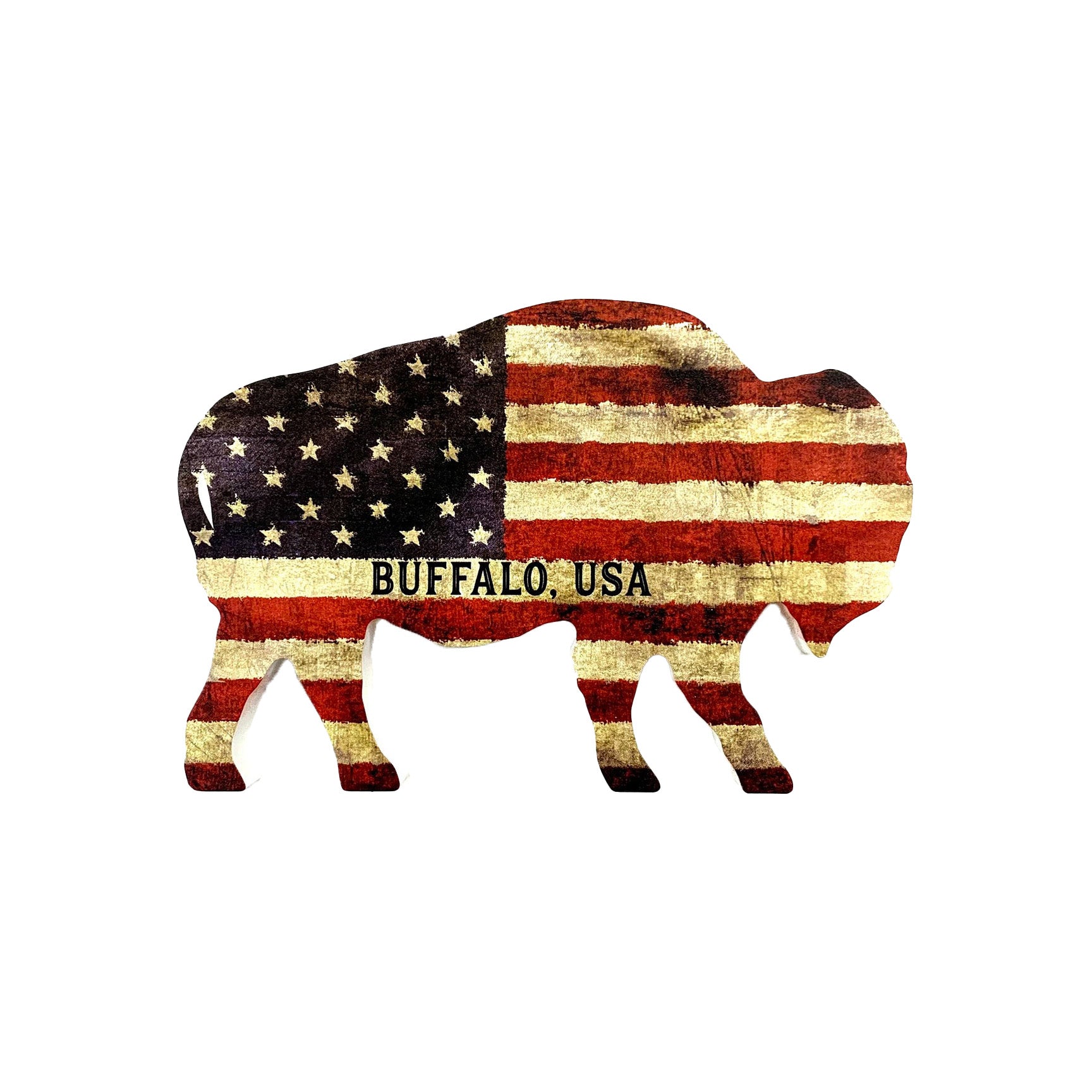 American Flag Wooden Buffalo