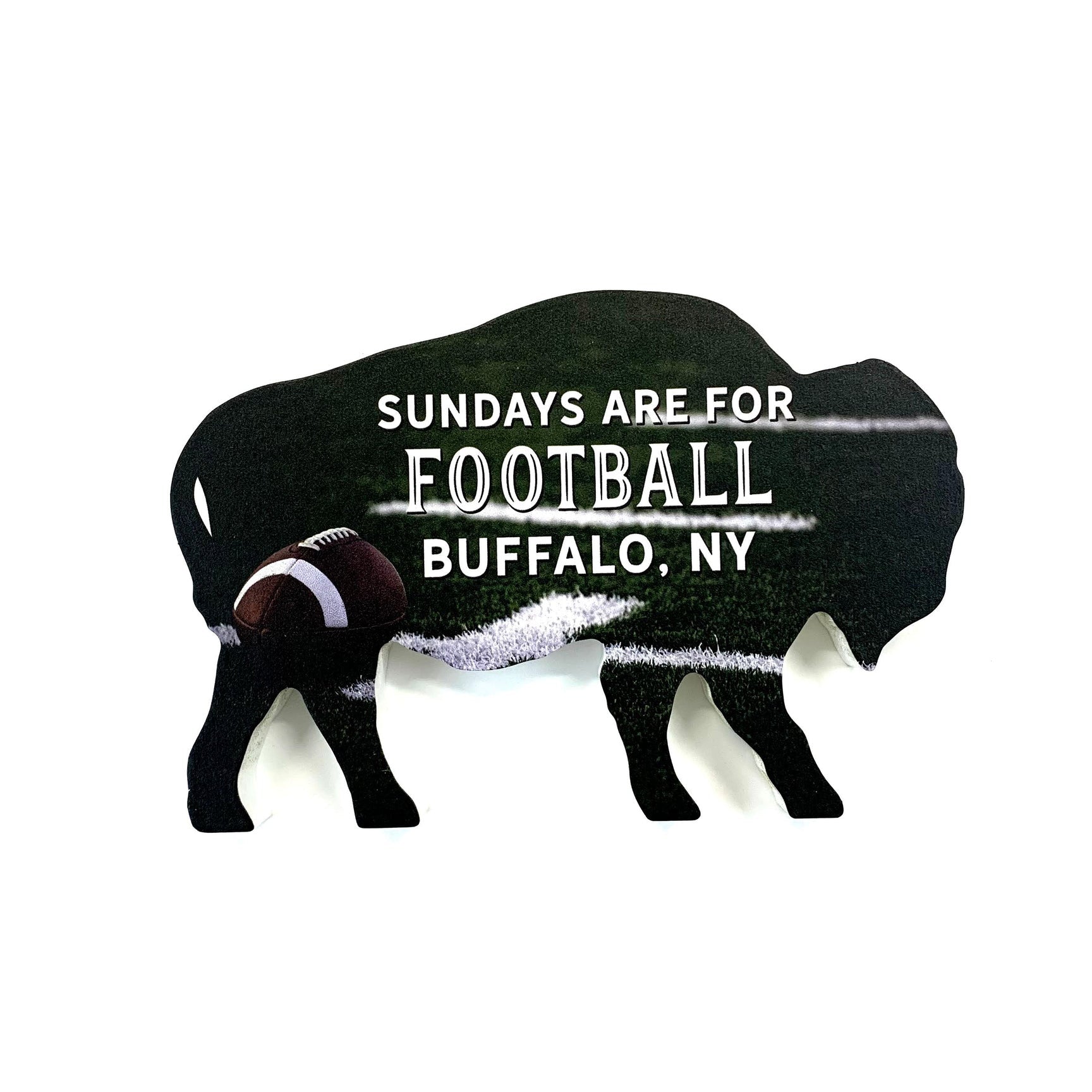 &quot;Sundays are for Football&quot; Buffalo Shaped Wooden Sign