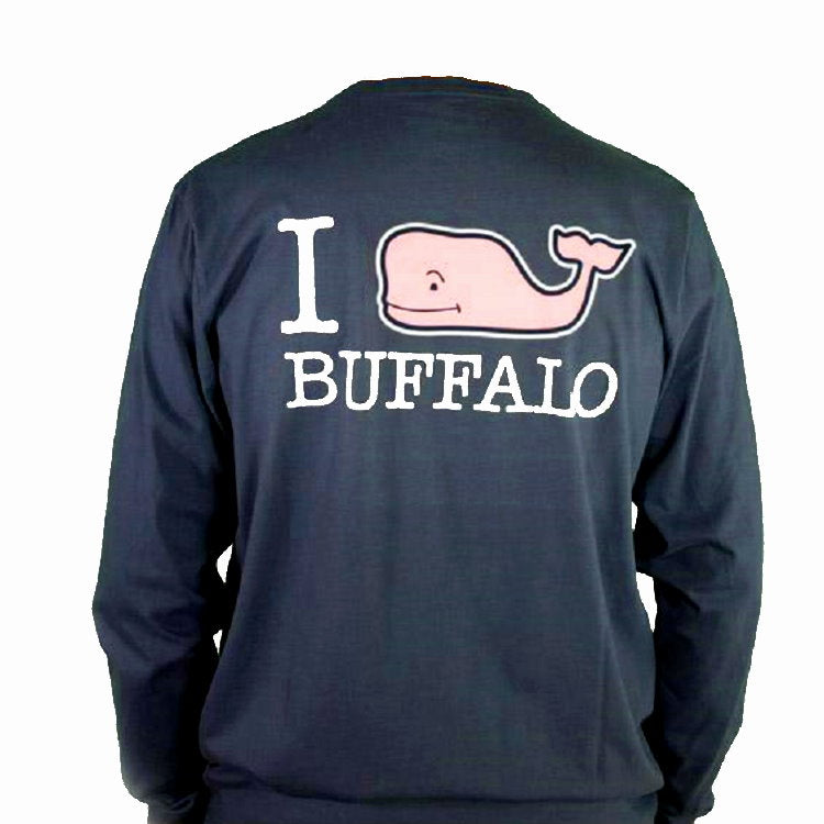 I Whale Buffalo Essential Long Sleeve Navy Tee