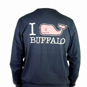 I Whale Buffalo Essential Long Sleeve Navy Tee - The BFLO Store