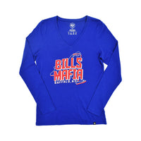 Bills Mafia 716 Buffalo New York Bflo Wny Blue Red T Shirt Woman Tshirts  Printed Tops Zipper V-Neck Top Fashion Graphic T Shirt