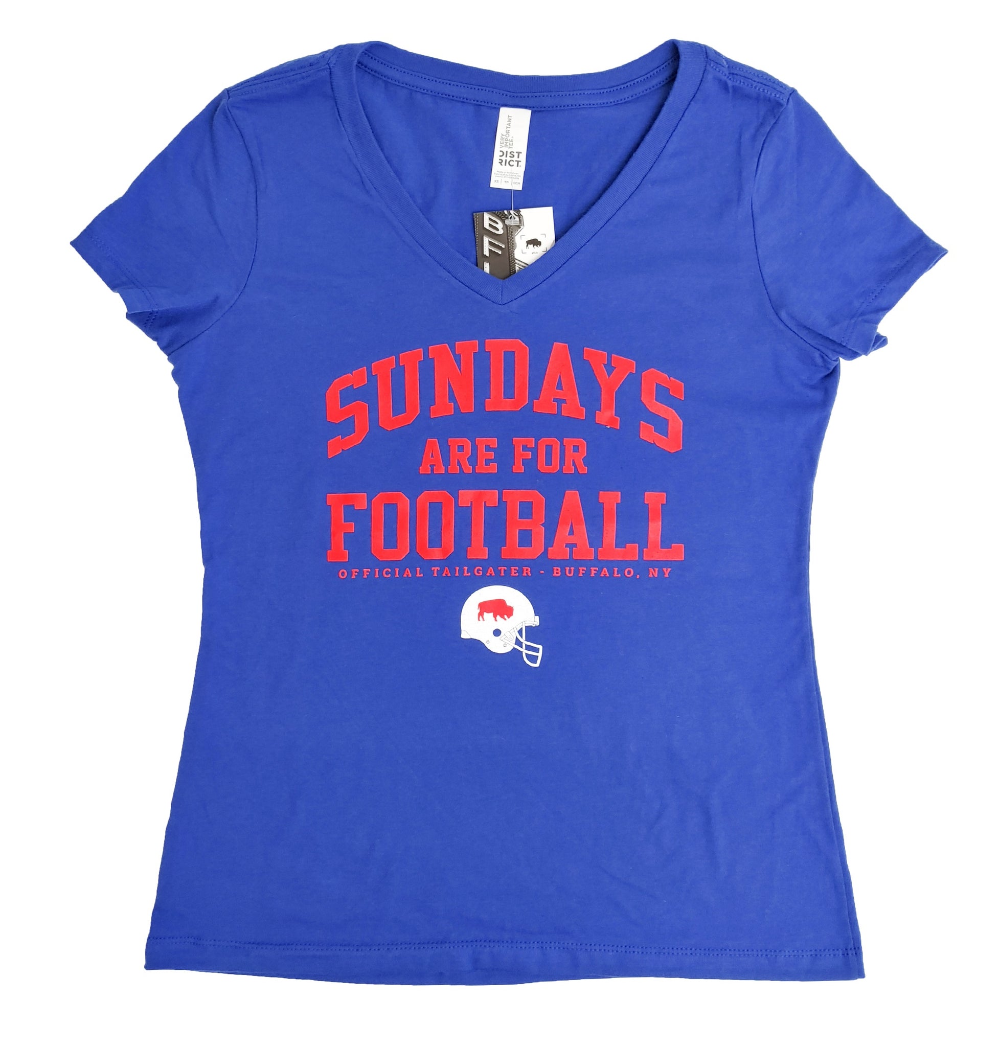 Ladies "Sundays Are For Football" Royal Blue V-Neck Tee