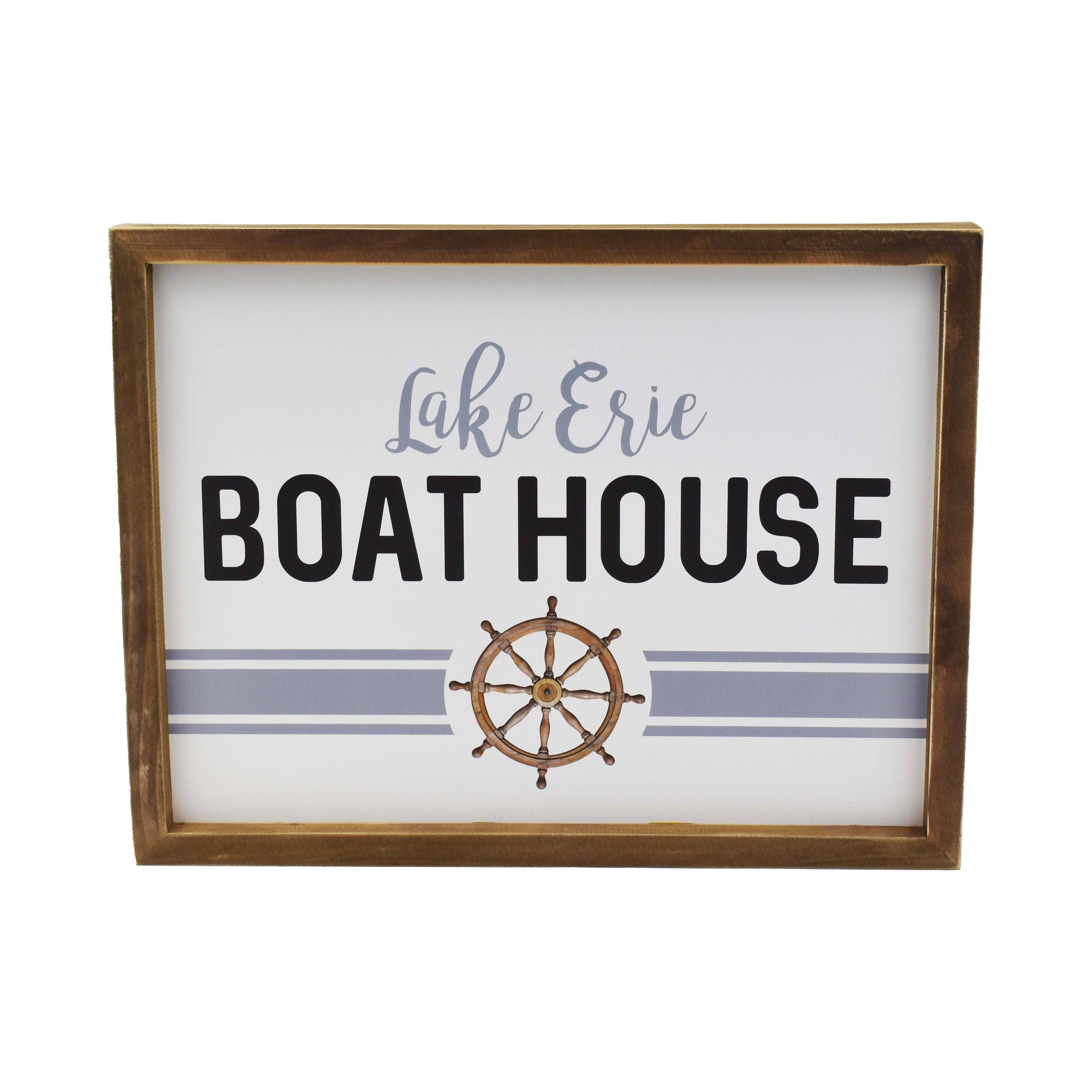 "Lake Erie Boathouse" Framed Wooden Sign