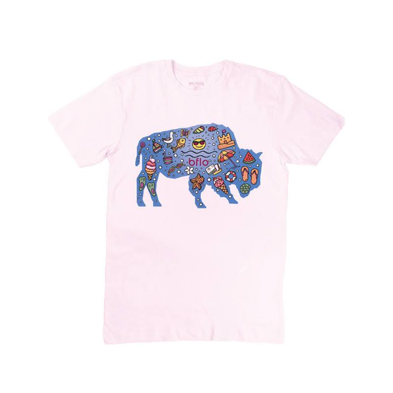 bflo store Toddler Pink With Buffalo Beach UV Color Changing Shirt