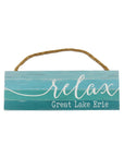 "Relax" Lake Erie Waves Wooden Sign