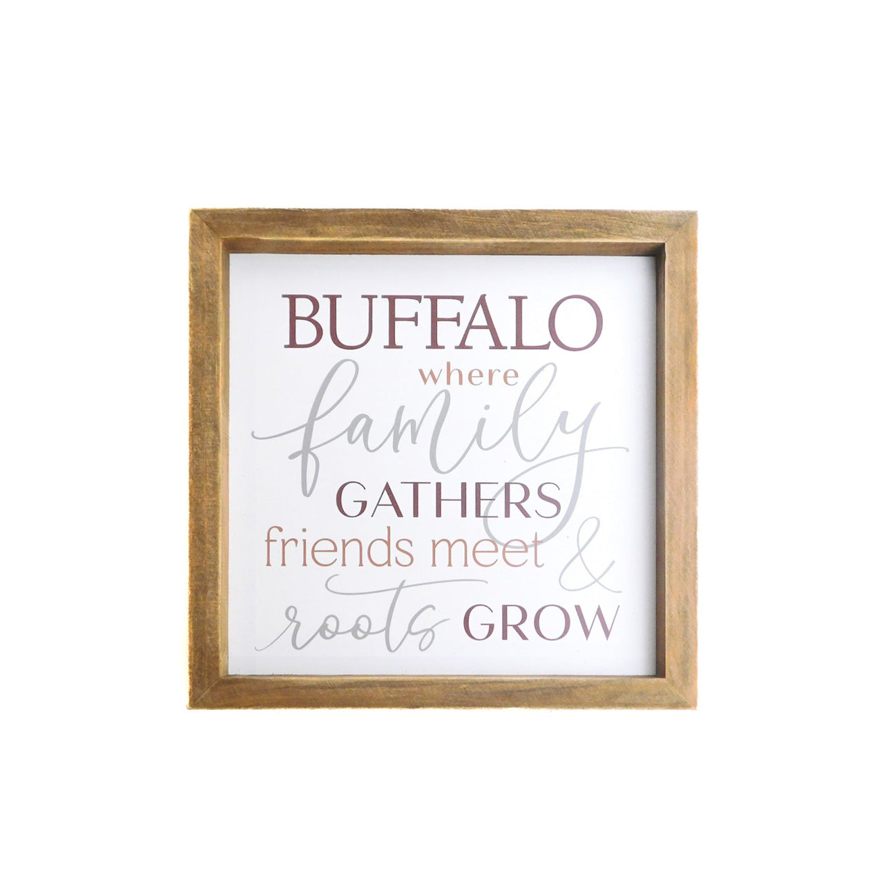 &quot;Where Family Gathers&quot; Framed Wooden Sign