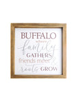 "Where Family Gathers" Framed Wooden Sign