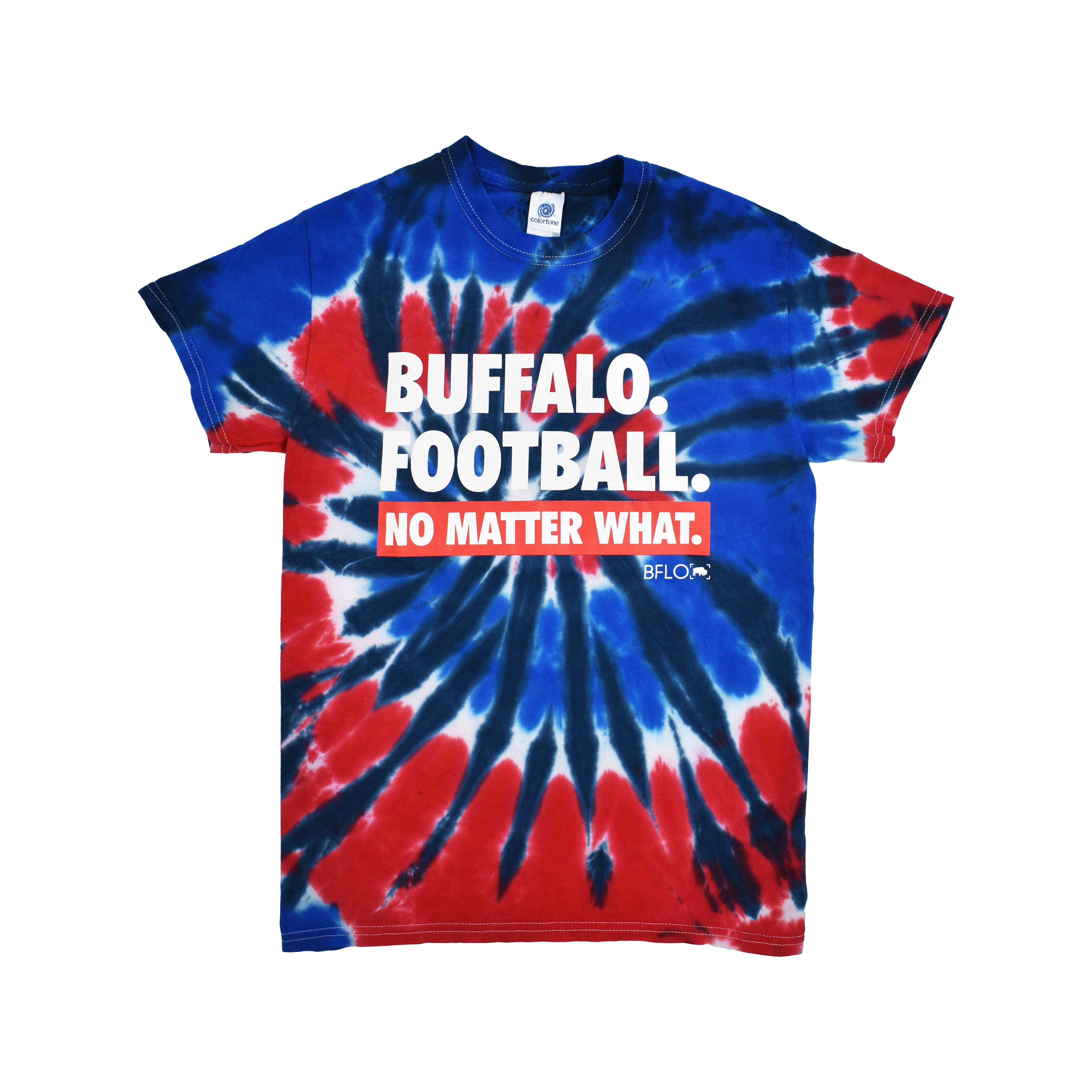 Red, White, and Blue Tie Dye Buffalo Football T-Shirt