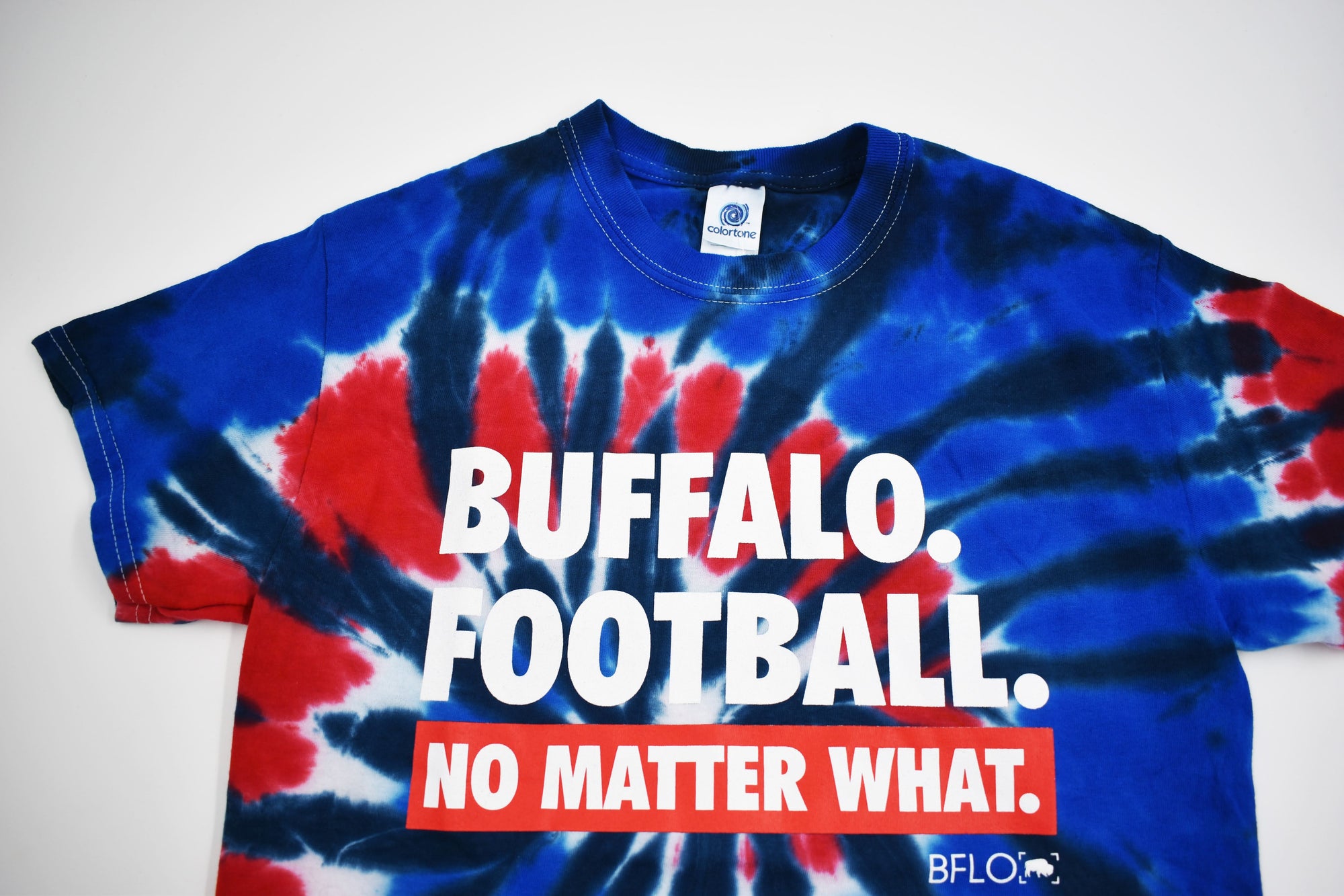 Red, White, and Blue Tie Dye Buffalo Football T-Shirt