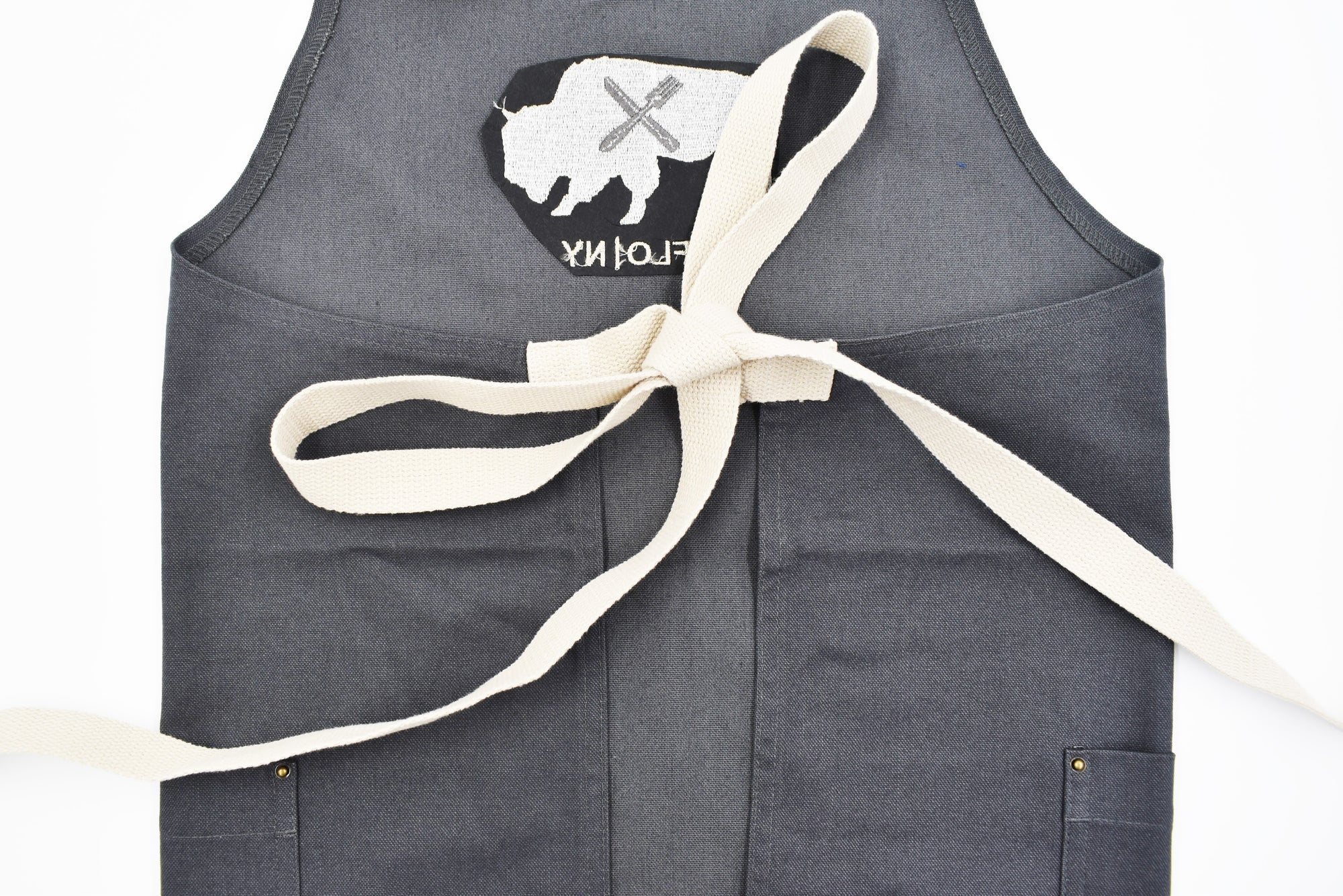 BFLO Steel Grey With Embroidered Buffalo Apron