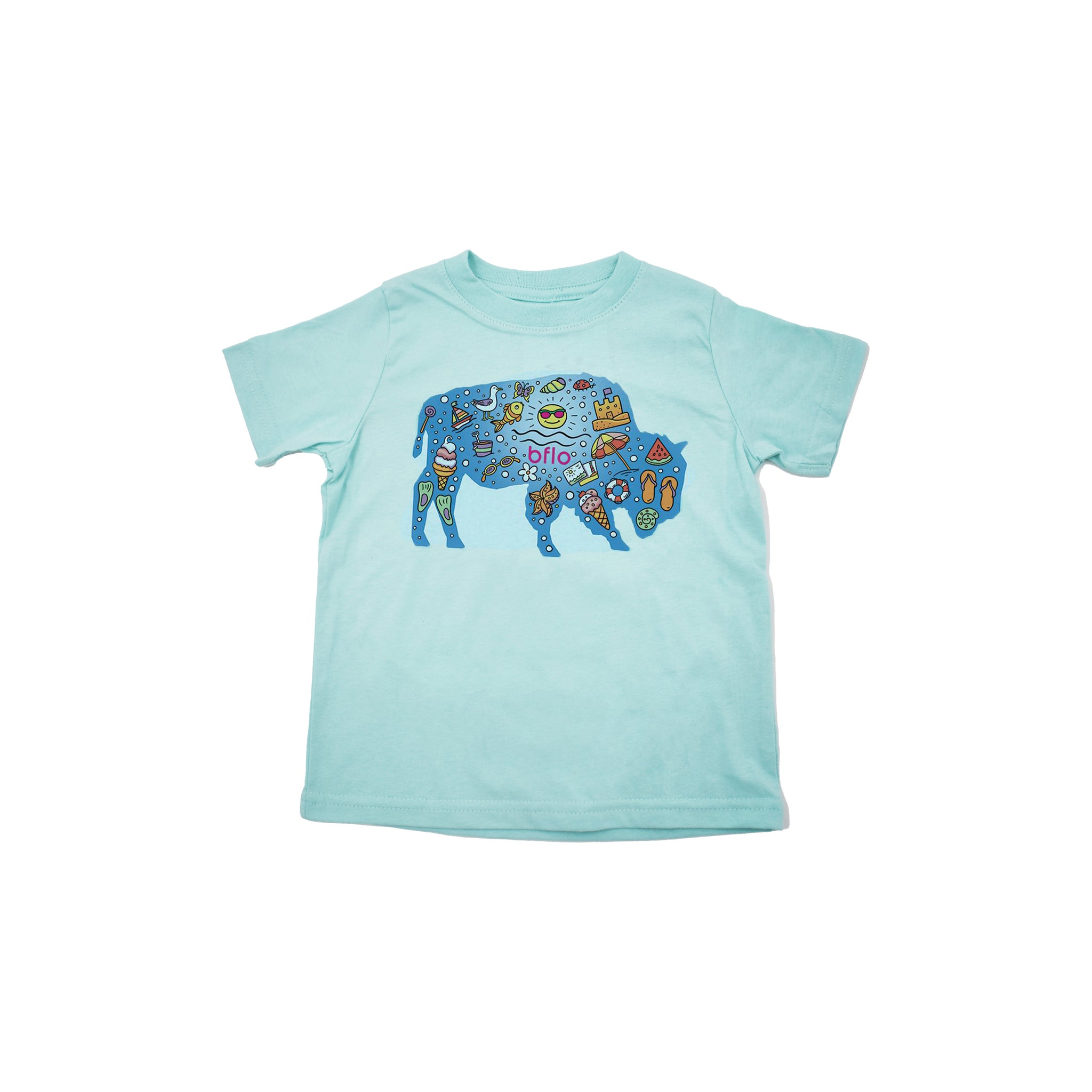 bflo store Toddler Turquoise With Buffalo Beach UV Color Changing Shirt