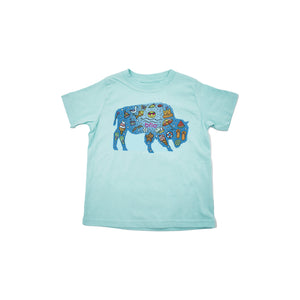 bflo store Toddler Turquoise With Buffalo Beach UV Color Changing Shirt