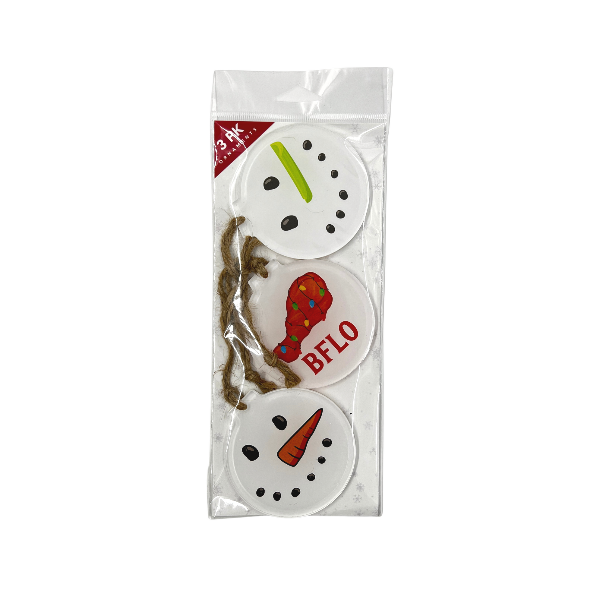 Snowmen and Chicken Wing 3 Pack Ornament